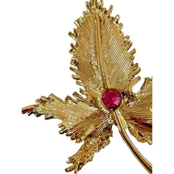 Vintage Goldtone Leaf Brooch 2.5" Statement Piece - Picture 2 of 6
